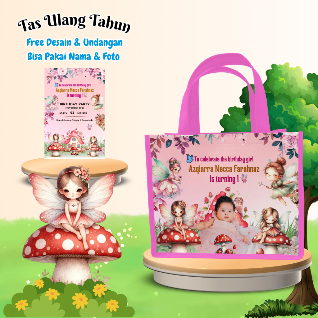 

60 Pcs Tas Ulang Tahun & Free Undangan Anak Ulang Tahun Custom Desain Muat Kfc Snack