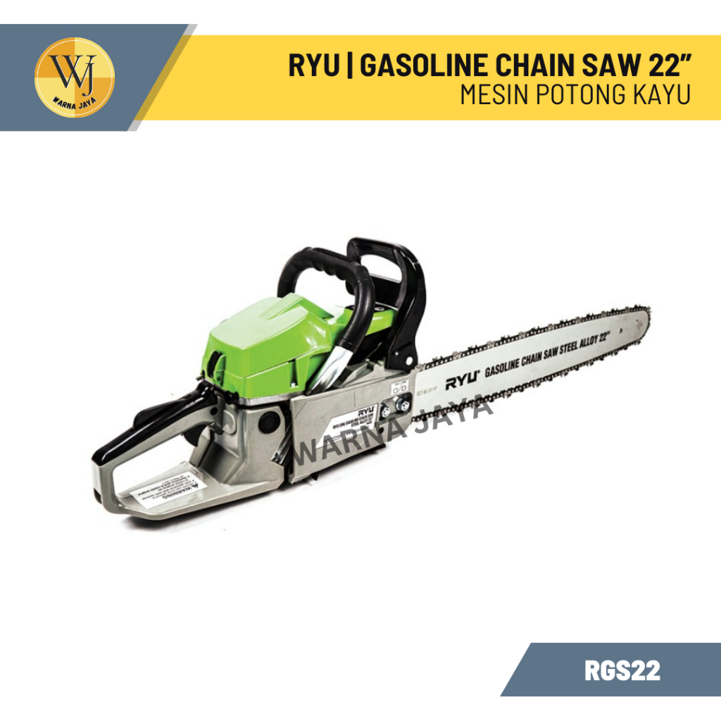 RYU Gasolin Chain Saw Steel Alloy 22" / Mesin Potong Kayu / SENSO