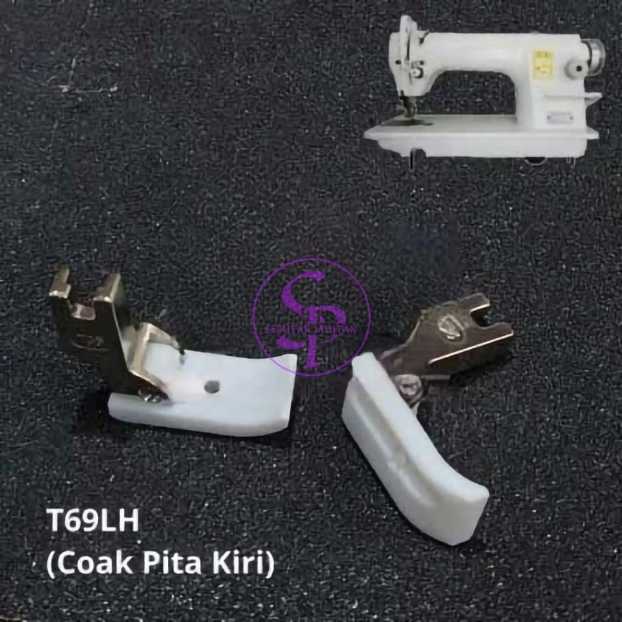 T69LH Sepatu Teflon Coak Kiri Pita Paiping Mesin Jahit Industri
