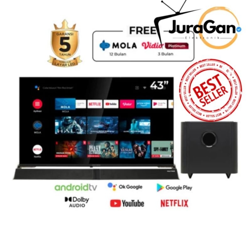 Polytron Smart Cinemax Soundbar TV 43 Inch PLD 43BAG5959