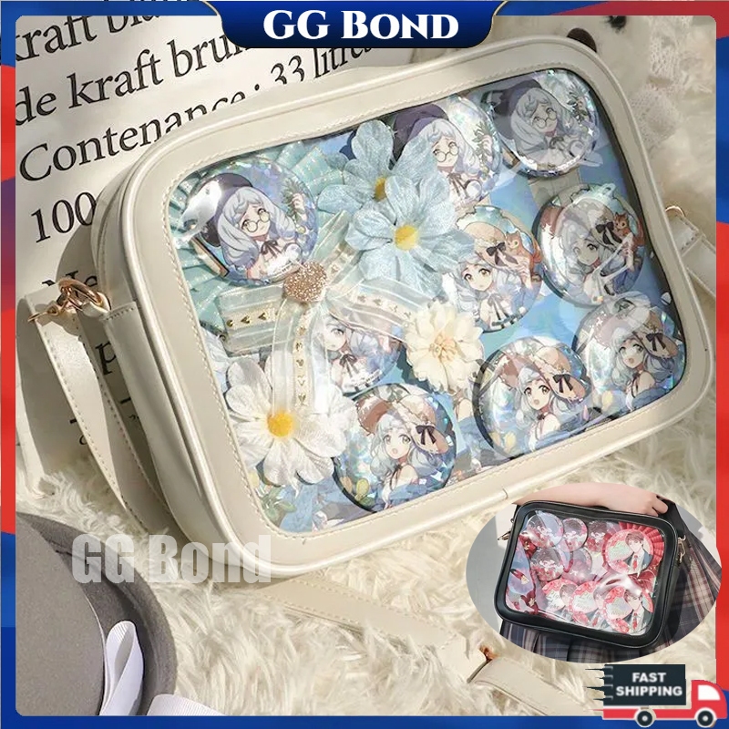 Itabag Tas Kuliah Tas Anime Transparan Tas Selempang Bahu PU Jepang Tas Slempang Untuk Badges Tas It