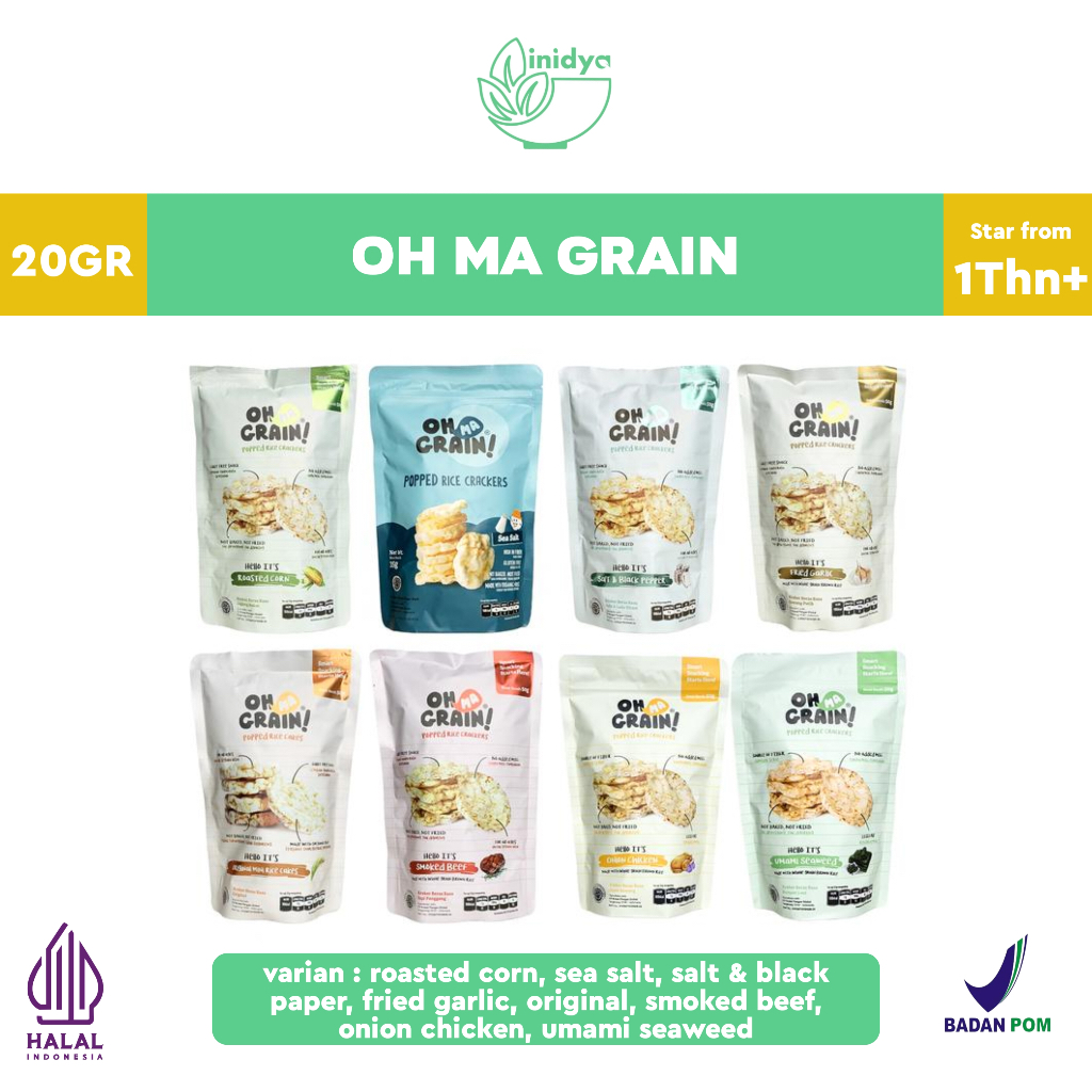 

OH MA GRAIN! - Rice Crackers 20gr | Kerupuk Beras | Snack Mpasi 1 tahun