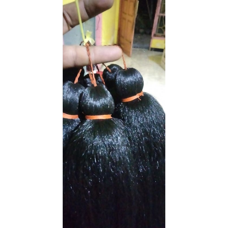 Cemara Hitam polos/Rambut sintetis/Rambut cemara
