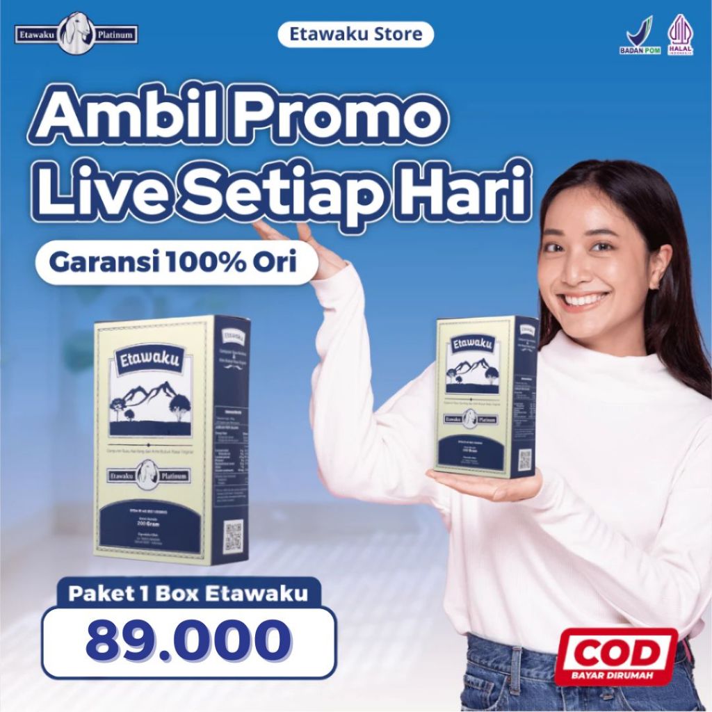 

Etawaku Platinum Susu Kambing Etawa Untuk Nyeri Tulang Sendi dan Sesak 1 Box
