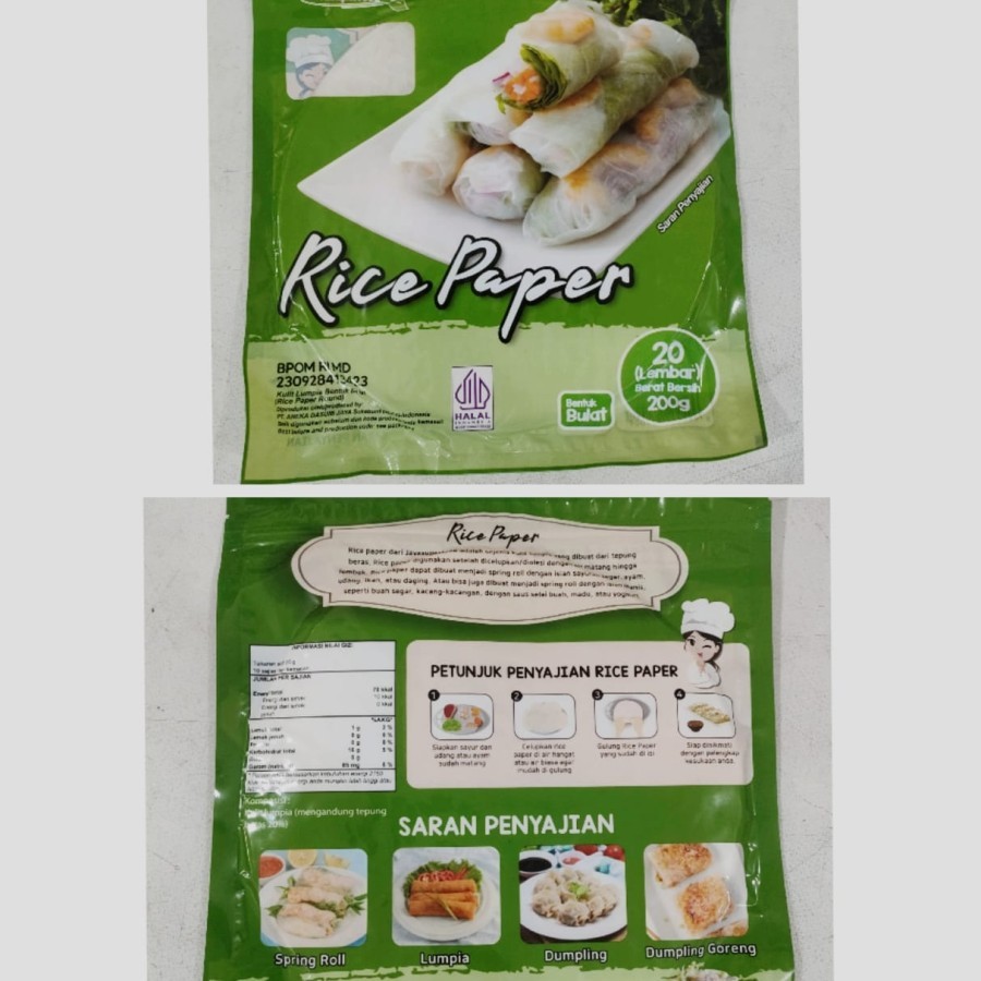 

Java rice paper halal isi 20 lembar untuk kulit lumpia spring rol dimsum dumpling /dumpling goreng