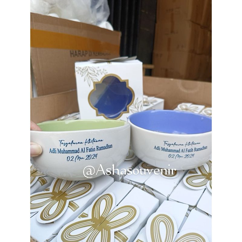 SOUVENIR MANGKUK TWOTONE CUSTOM / SOUVENIR MANGKOK SUP / SOUVENIR MANGKUK BESAR / SOUVENIR PERNIKAHA