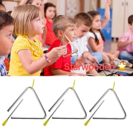 4/6/8 inch Triangle Alat Musik Alat Musik Triangle - Mainan musik lonceng segitiga - Mainan sensory 