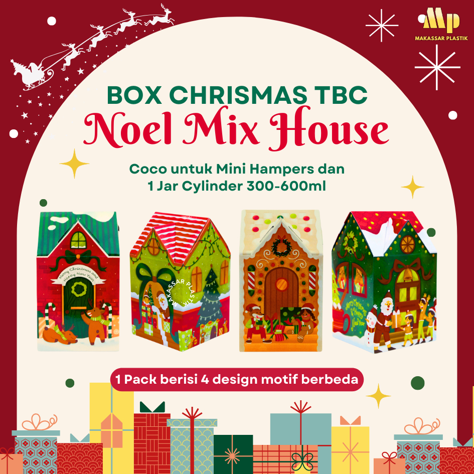 

BOX CHRISTMAS TBC NOEL MIX HOUSE / DOS HAMPERS JARS / BOX NATAL HAMPERS @20 LBR