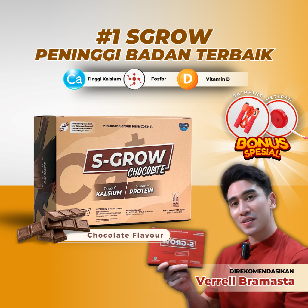 

S-GROW CHOCOLATE - Peninggi Badan Terbaik Untuk Remaja dan Dewasa 1 Box