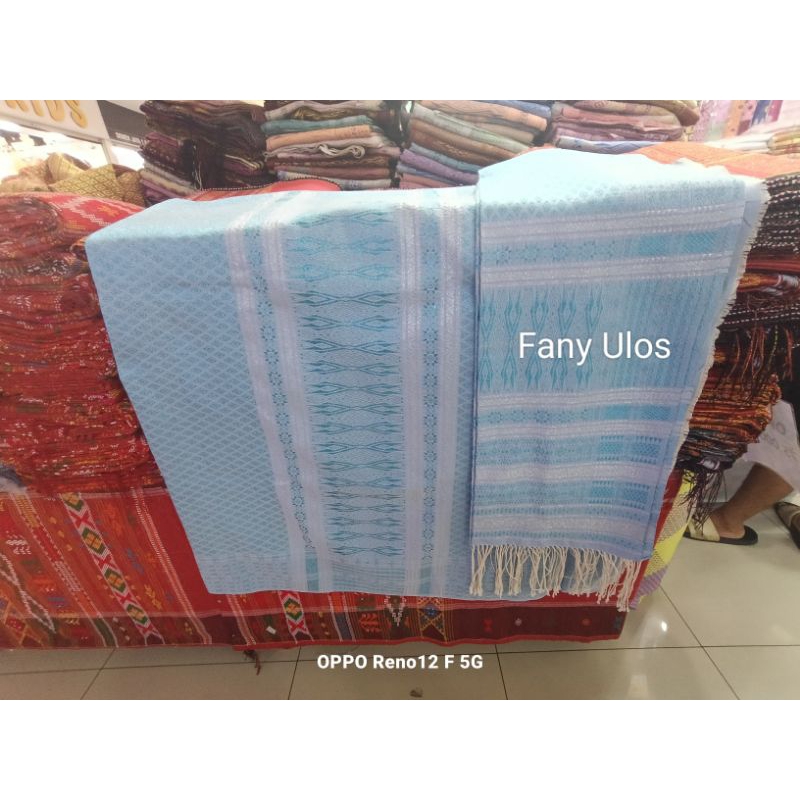 SONGKET TUMTUMAN SUTRA BEMBERT BENANG KRISTAL WARNA BIRU TOSKA TUMPAL BIRU TOSKA LIRIS PUTIH