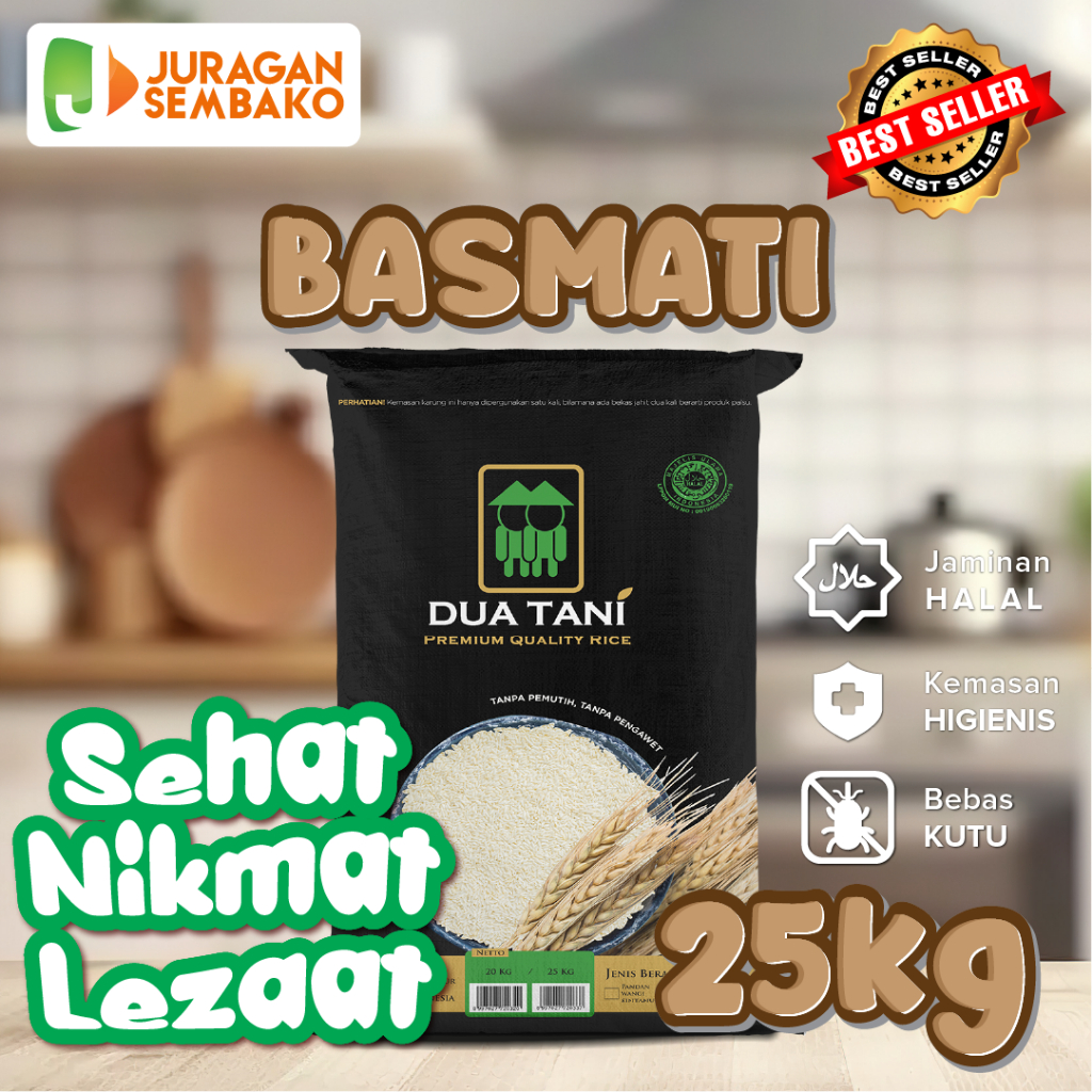 

Beras Basmati Dua Tani 25kg-HALAL Cocok Untuk Nasi Kebuli