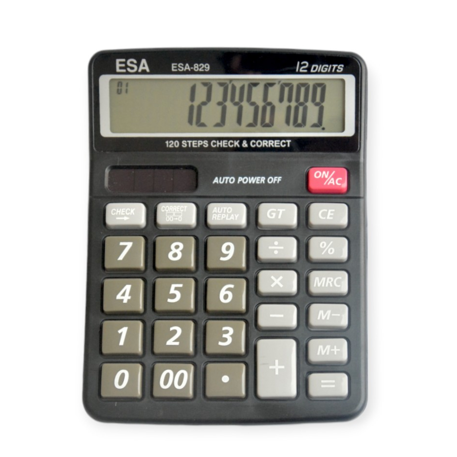 

ESA Kalkulator Check Correct 12 Digits Big Display Warna Hitam 829CS
