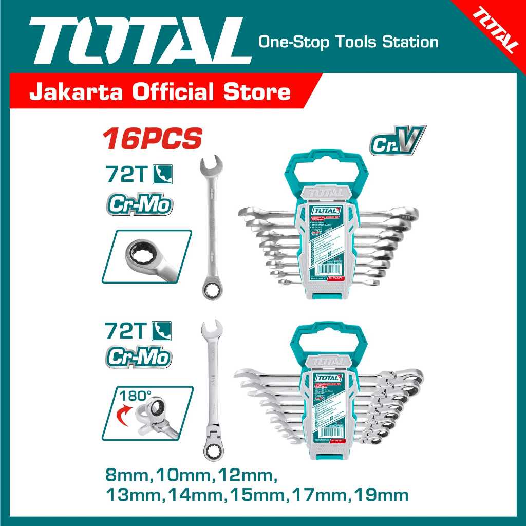 TOTAL 16 buah set kunci pas Ratchet THT103RK166
