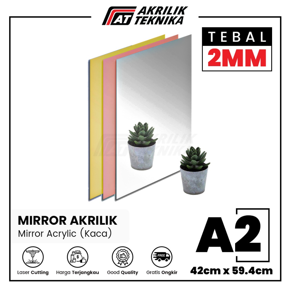 

ART G3G2 Lembaran Akrilik Mirror Acrylic Sheet Silver Rose Gold Ukuran A2