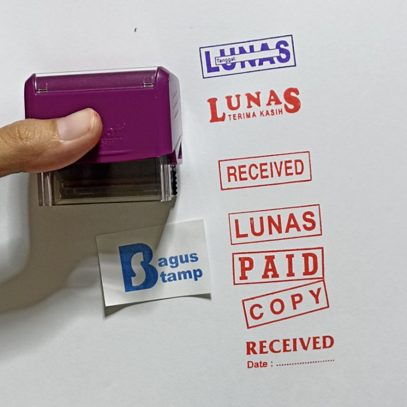 

Stempel Trodat Warna Otomatis LUNAS RECEIVED PAID COPY APPROVED - Trodat Printy 3911