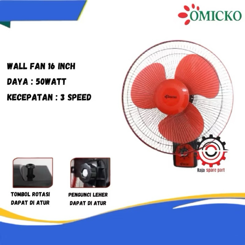 Kipas angin tembok / dinding / wallfan 16inchi jumbo Omicko