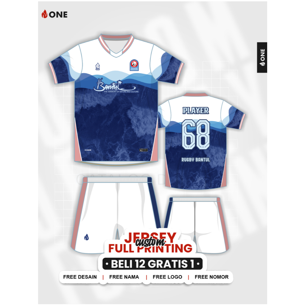 ONE APPAREL - CUSTOM JERSEY STELAN FULL PRINTING - FUTSAL, SEPAKBOLA, VOLI, BASKET - FREE DESAIN