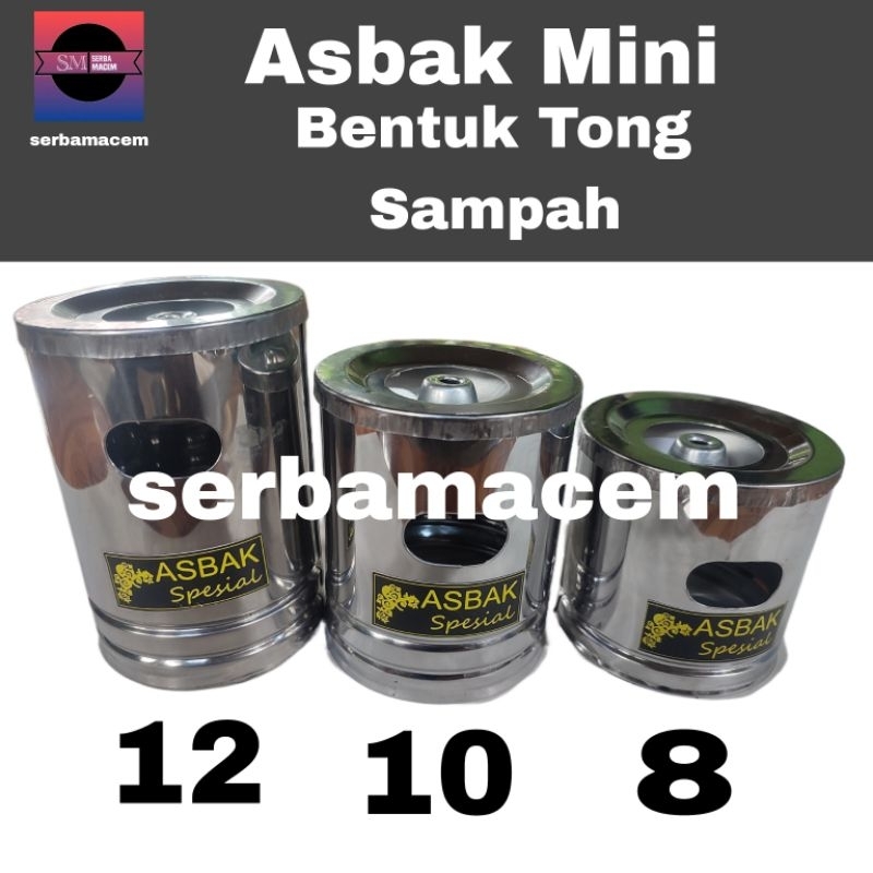 ASBAK UNIK STAINLESS STEEL ASBAK MINI BENTUK TONG SAMPAH BAHAN TEBAL MURAH, 12CM, 10CM, 8CM