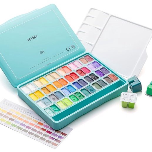 

Miya Himi Gouache Paint Twin Cup Half Cup Cat set 48 Colors x 12gr ART K1T7