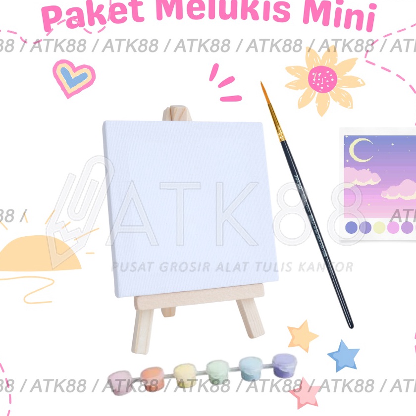

KF7 Melukis M Easel Acrylic Pastel Canvas Painting Kit Komplit Aesthetic