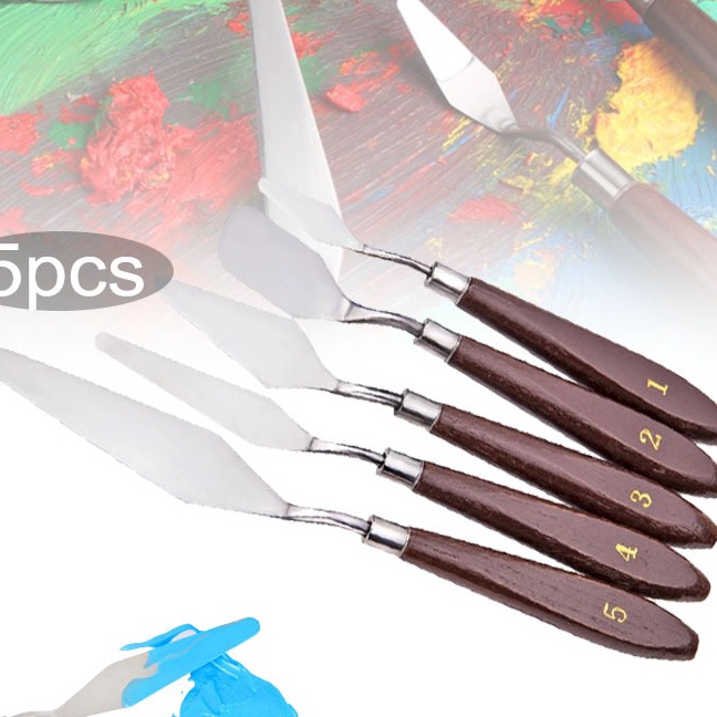 

Wah 5pcs Pisau Palet Lukis Besi Spatula Lukis Painting Knife Pisau Palet Lukis