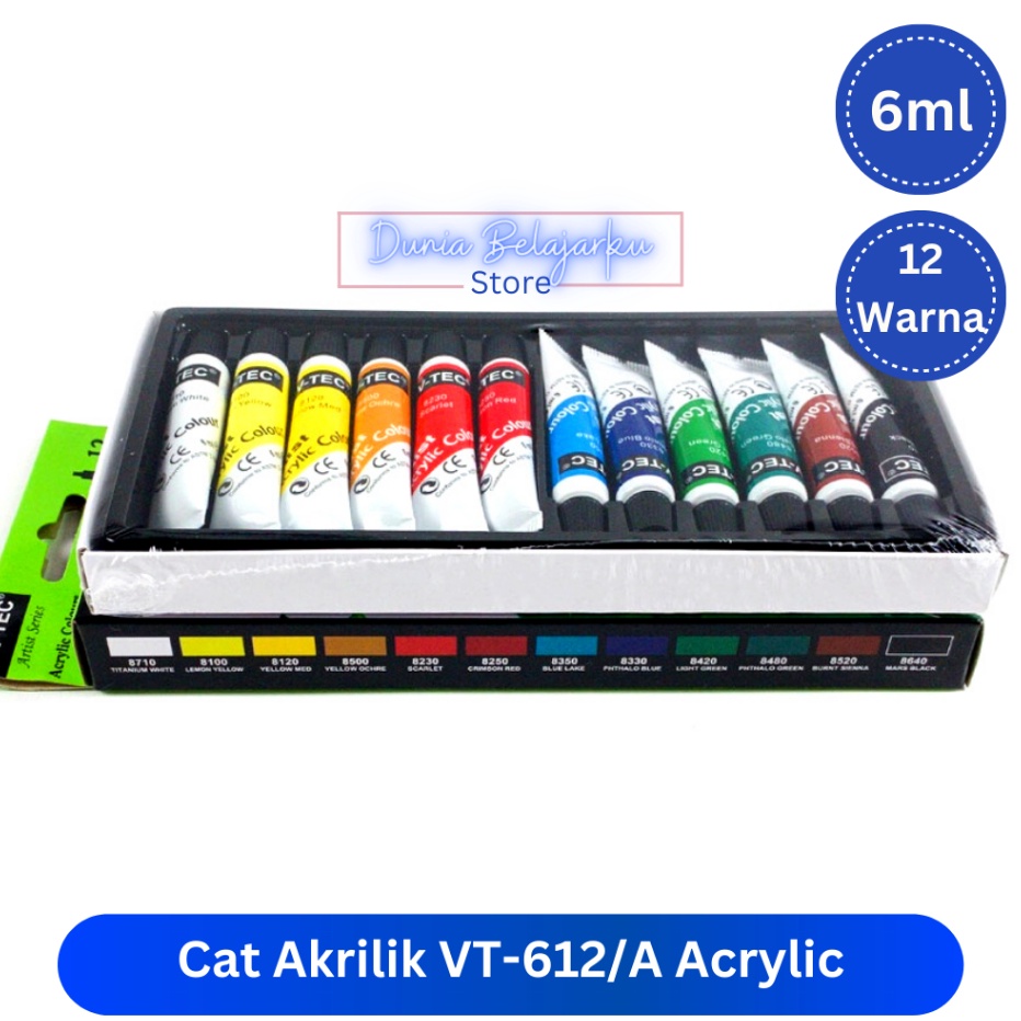 

Promo Cat Akrilik Vtec VT612 Cat Acrylic Colours VTec 12 Warna 6ml Tube
