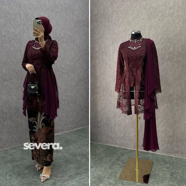 Set Kebaya Kutu Baru Wisuda Modern Kebaya Tunik Lamaran Tunangan Batik Baju Couple Kondangan Terbaru