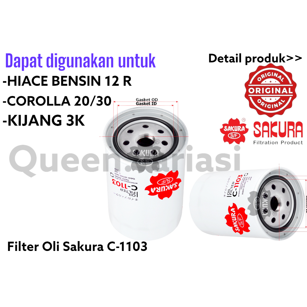 FILTER OLI MOBIL TOYOTA HIACE BENSIN / COROLLA 20/30 / KIJANG 3K SAKURA C-1103