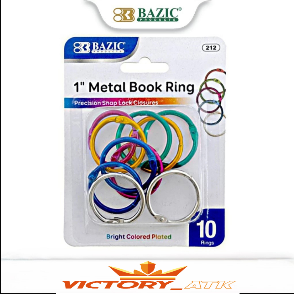 

Bazic 1" Asst. Color Metal Book Rings (10/Pack) - Ring Buku