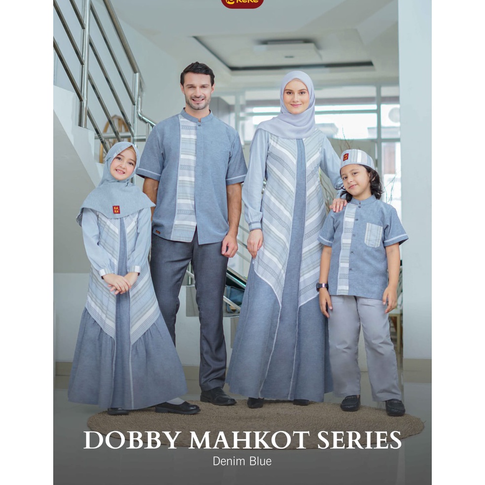 BAJU SARIMBIT KELUARGA KEKE RANDOM 14 KAMILY 7 DOBBY MAHKOT SERIES DENIM BLUE MATTE GREEN WARM BROWN