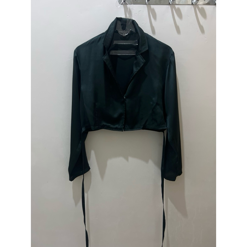 kemeja croptop emerald green