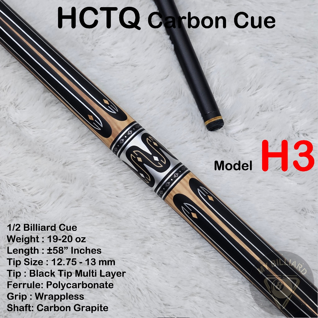 HCTQ Carbon Cue H3 Stick Billiard 13mm - Stik Billiar HCTQ Cue Karbon Graphite