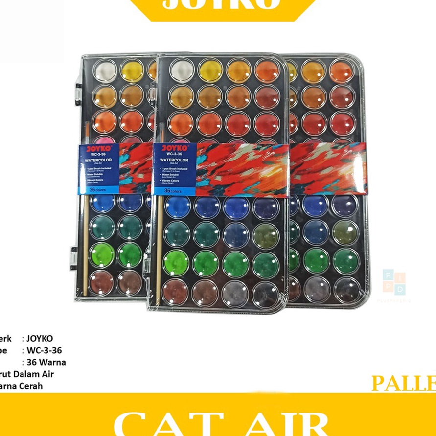 

FG2 JOYKO Watercolor Set Cat Air WC3 Isi 36 Warna WC336 Pallet