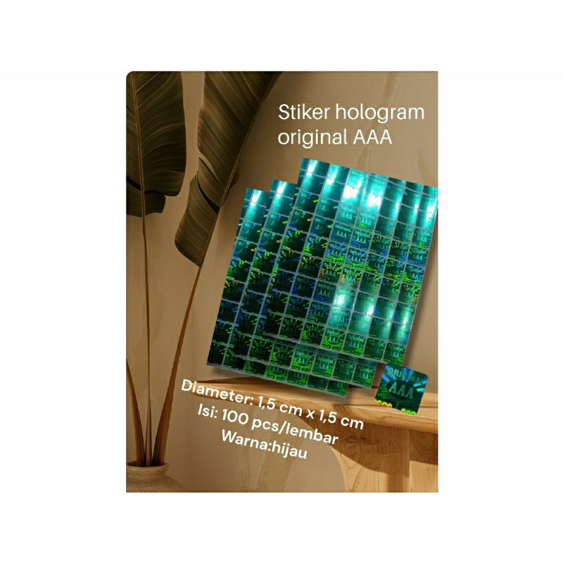 

stiker hologram original AAA hijau