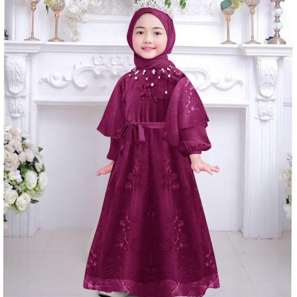 Dress yansi kids 35tahun68tahun911tahun gamis anak perempuan  baju pesta anak perempuan  dress broka
