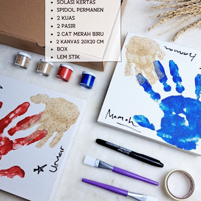 

Pilihan Kanvas Cap Tangan Couple Kanvas Lukis Tangan Couple Hand Painting Kit Canvas DIY cat dan pasir