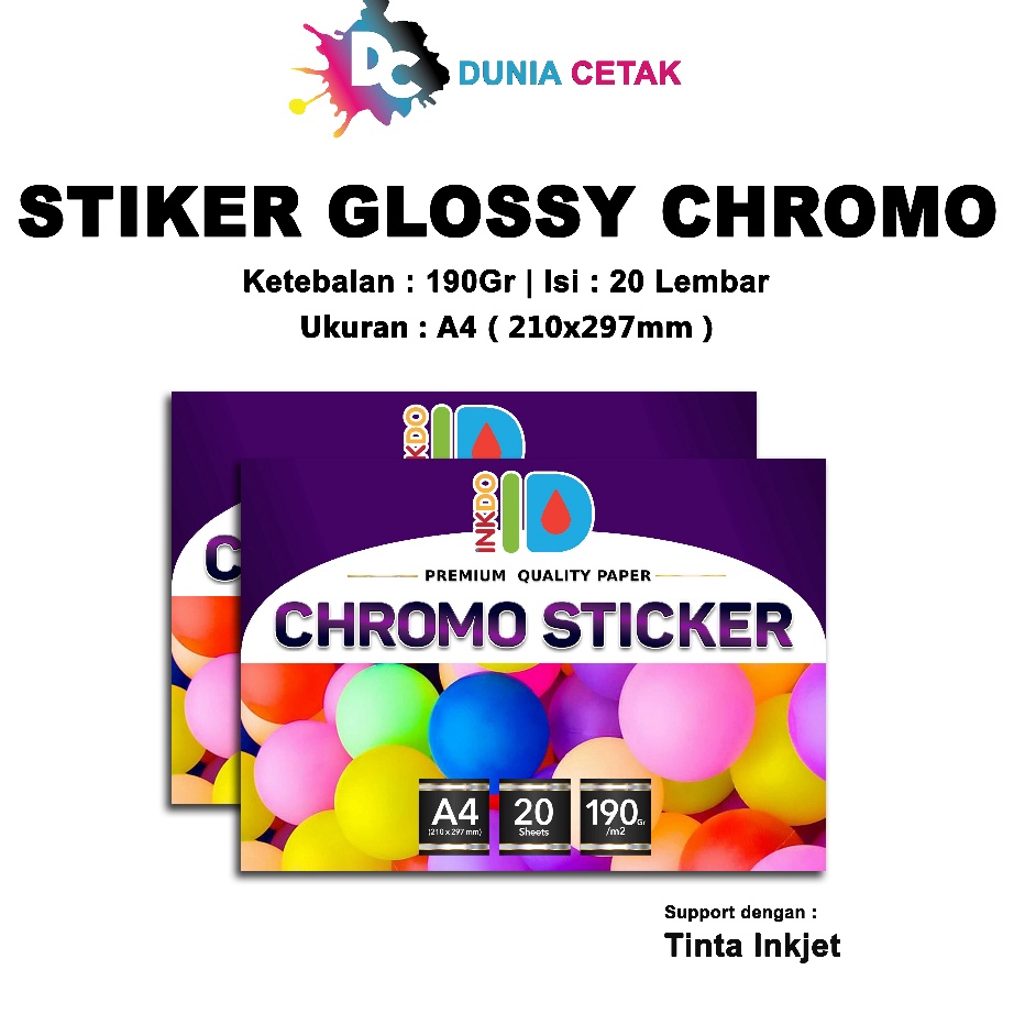 

KP8 Kes Sticker Chromo A4 isi 2 Lembar Stiker Glossy Mengkilap