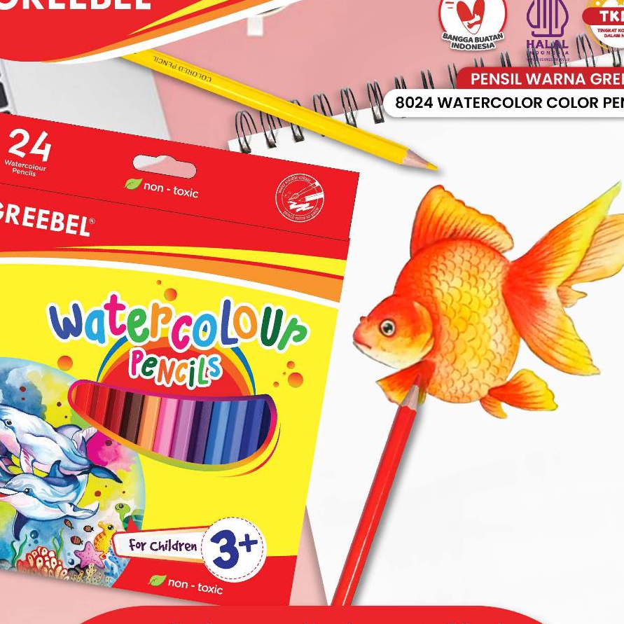 

Mega GREEBEL Pensil Warna 824 Watercolor 24 Warna Coloring Pensil warna Greebel Pensil warna Aman untuk Anak Mewarnai