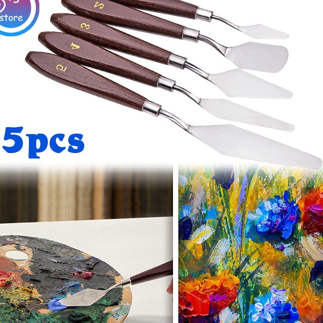 

KF7 Isi 5pcs Pisau Palet Lukis Stainless Steel Pisau Lukis Palette Knife Painting Knife Pallete Knife
