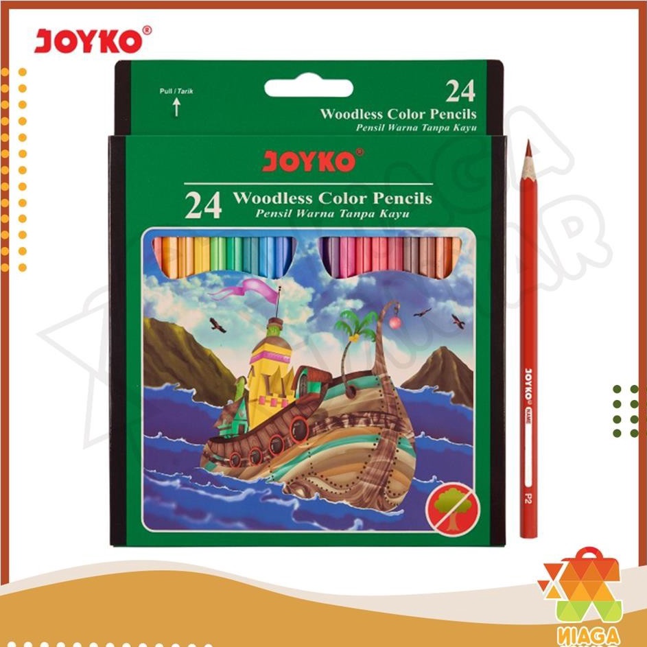 

Langka NA JOYKO Pensil Warna 24 Warna CP14 Woodless Color Pencils Hexagonal Grips Joyko Panjang isi 24 Pcs