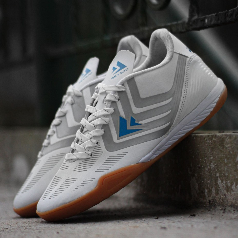 SEPATU FUTSAL SEVSPO TIKI TAKA WHITE BLUE ORIGINAL 100% BNIB BISA COD