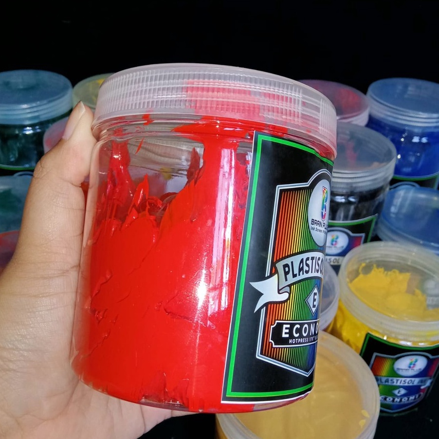 

KP8 Tinta Sablon PLASTISOL ECONOMY Brain Plus MERAH gr