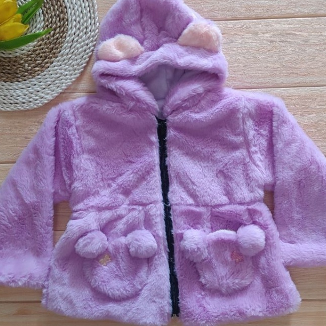 FG2 Jaket Bayi Perempuan Usia 1 Tahun Bulu Lembut Tebal ala Jaket Bayi korea