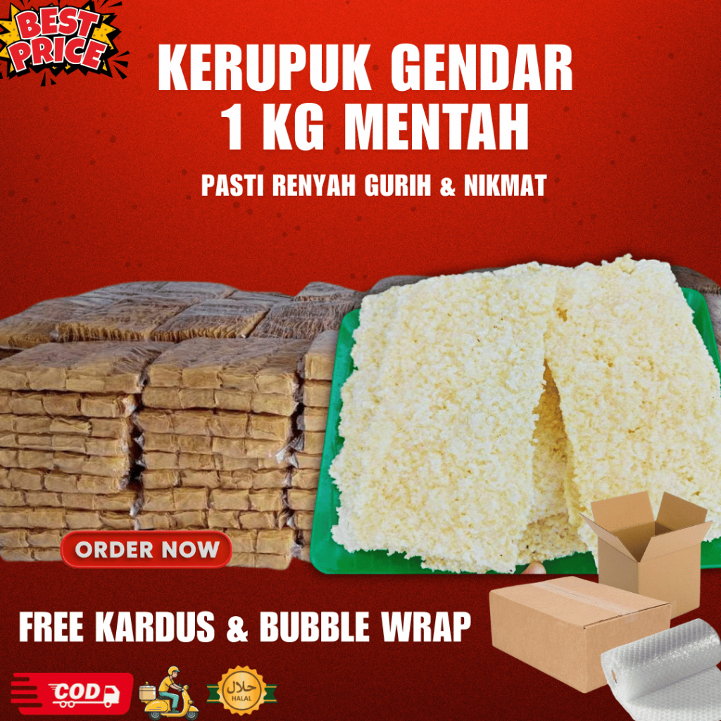 

KERUPUK GENDAR KERUPUK PULI 1 Kg MENTAH / LEMPENG GENDAR MADIUN | FREE BUBBLE WRAP & KARDUS