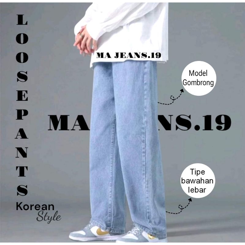 Celana Jeans Pria Reguler fit Korean Style Oversize Loose Jeans Straight/Celana Standart Jeans Pria
