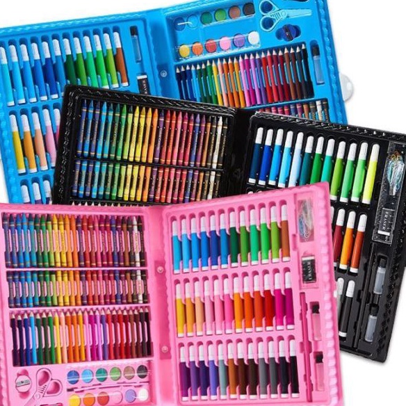 

HJ6 Crayon Art Set 15 Pcs Crayon Art Set Peralatan Gambar Lukis Pensil Warna 1 Set Colouring Set 15 PcsMOTIF 3 WARNA HITAMBIRU DAN PINK