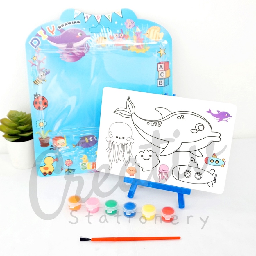 

berkualitas Diy Watercolor Drawing Coloring Book Set Lukis Lengkap Cat Air