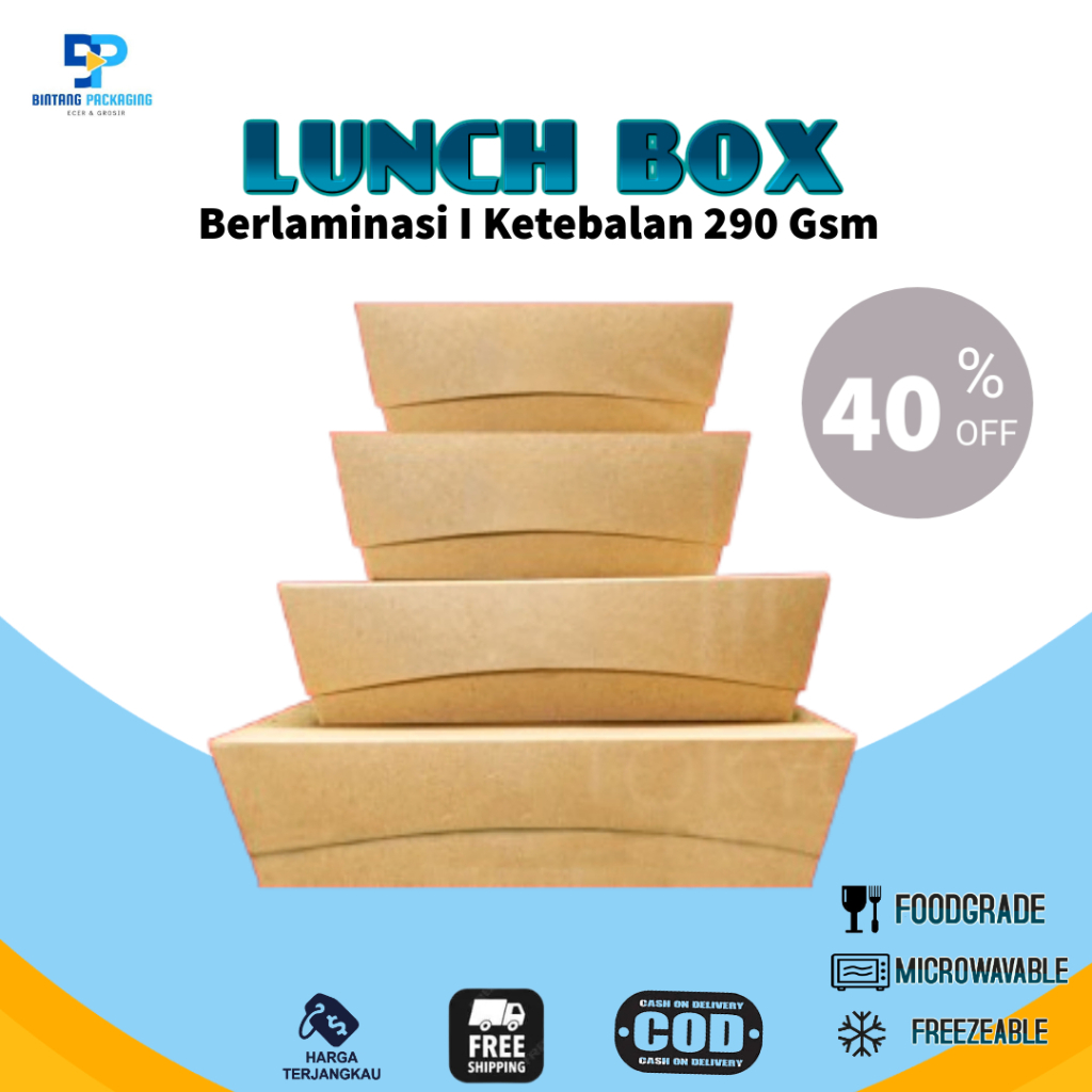 [READY MEDAN] Paper lunch Box Lembaran Selipan Kraft cokelat Brown Klaminasi KOTAK TAKEAWAY Lunch Bo