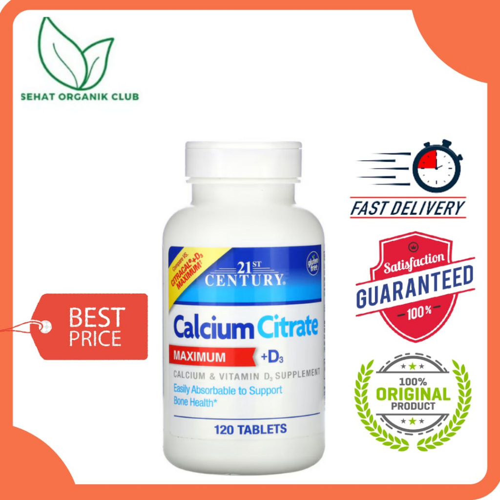 21st Century Calcium Citrate Maximum + D3 120 Tablets