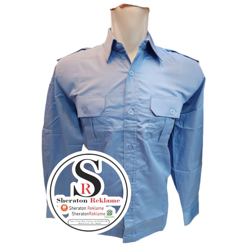 kemeja biru muda seragam biru muda baju biru muda